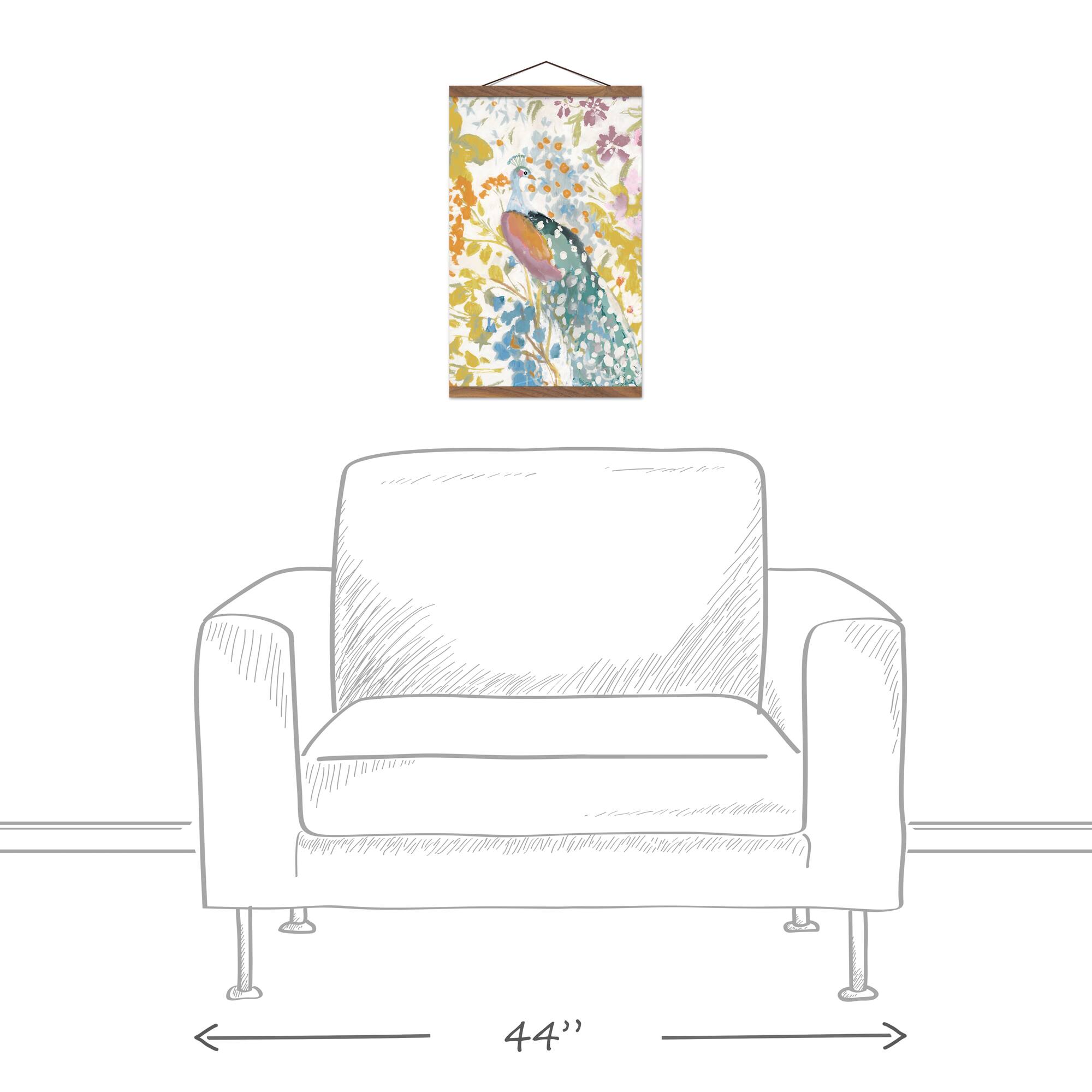 Spring Peacock Teak Hanging Canvas Art